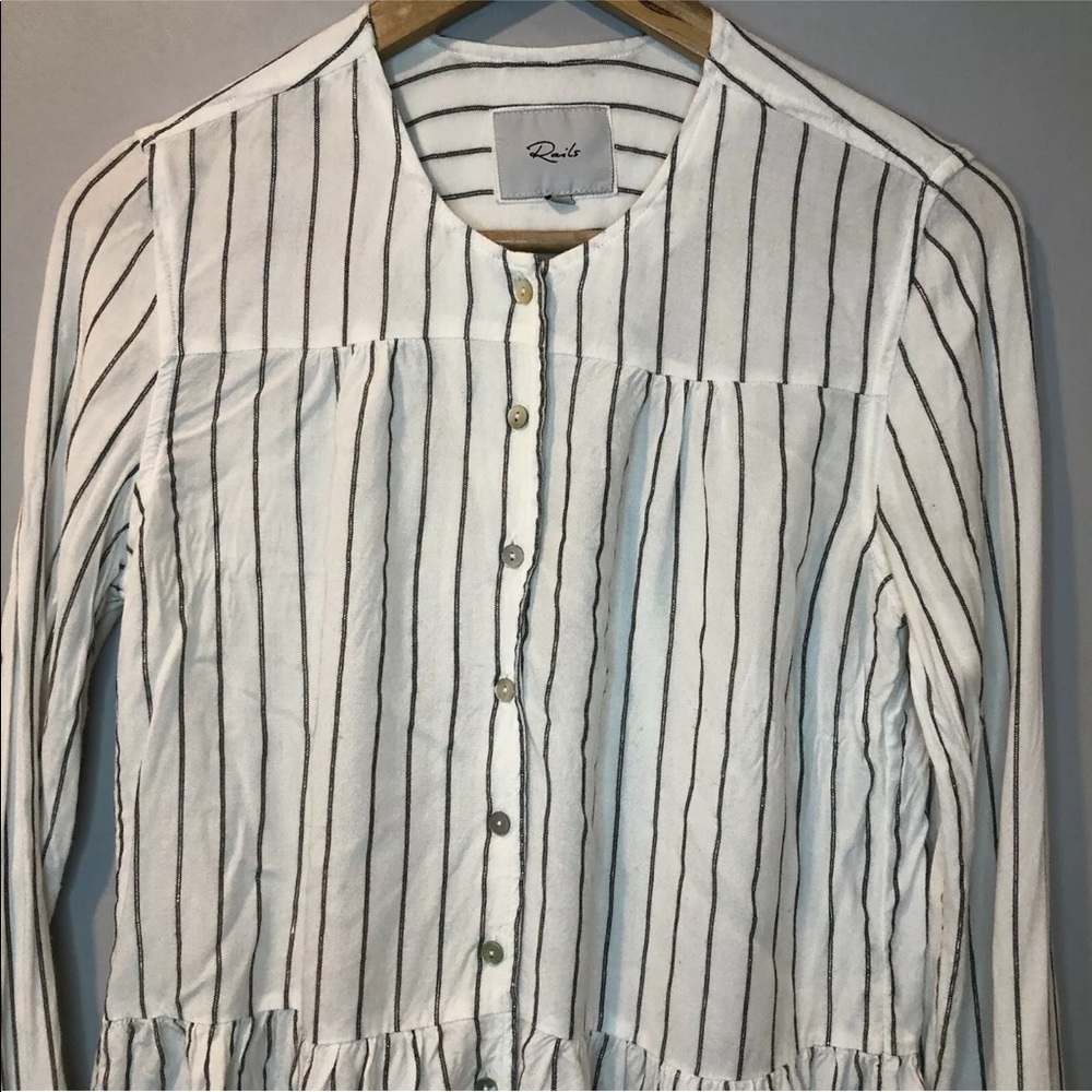 Rails White Ruby San Marino Stripe Button Down Top - image 4